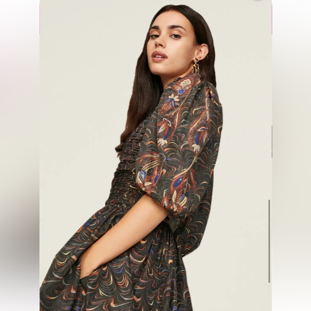 ULLA JOHNSON Gwen printed ruched taffeta mini dress - Picture 4 of 10